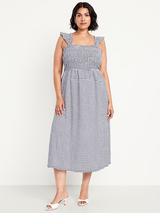 Image number 6 showing, Fit &amp; Flare Smocked Gingham Midi Dress