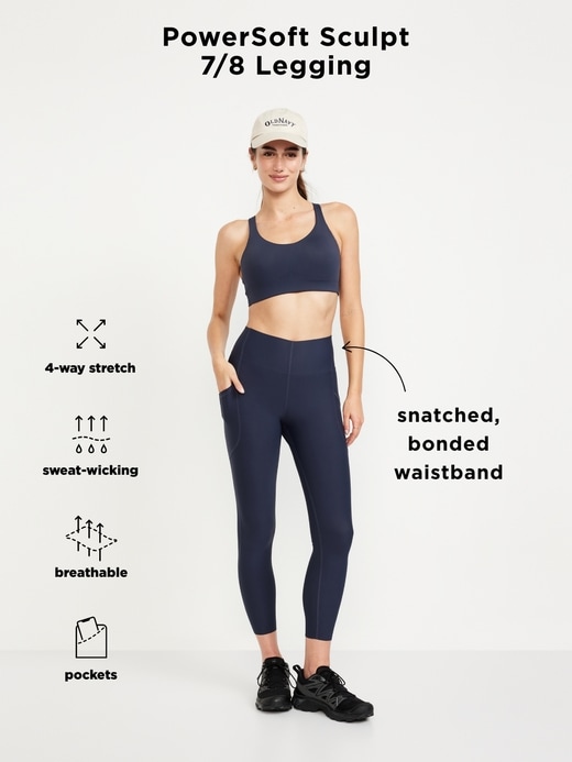 Image number 8 showing, High-Waisted PowerSoft Sculpt 7/8 Pocket Leggings