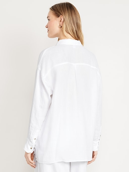 Image number 5 showing, Crinkle Gauze Loose Button-Down Shirt