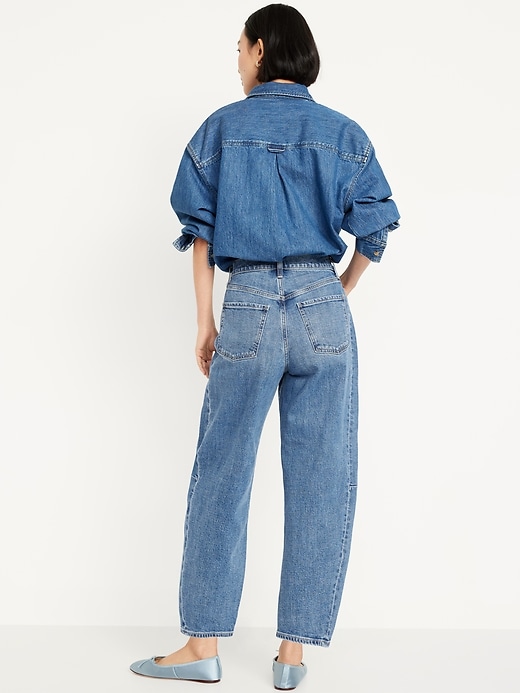 Image number 3 showing, High-Waisted Barrel Ankle Jeans