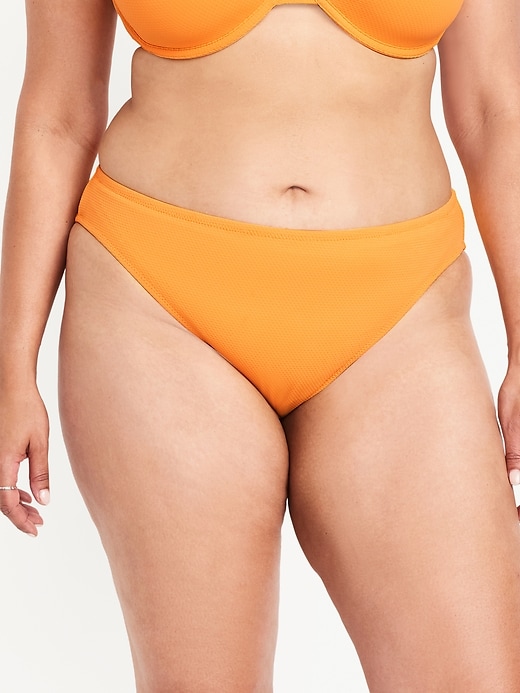 Image number 7 showing, Mid-Rise Textured Bikini Swim Bottoms