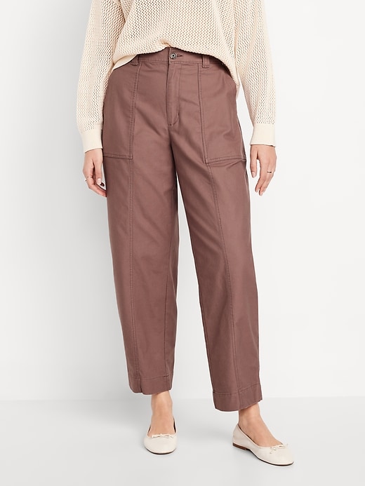 Image number 5 showing, High-Waisted Canvas Barrel Ankle Pants