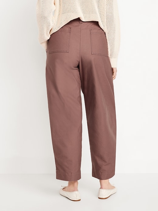 Image number 6 showing, High-Waisted Canvas Barrel Ankle Pants