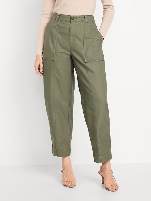 Image number 4 showing, High-Waisted Canvas Barrel Ankle Pants