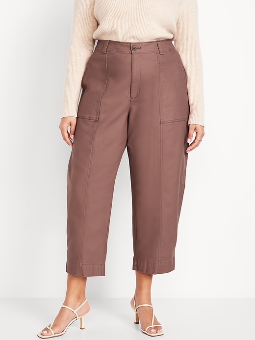 Image number 7 showing, High-Waisted Canvas Barrel Ankle Pants