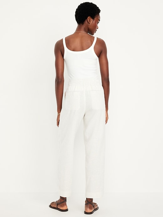 Image number 6 showing, High-Waisted Linen-Blend Straight Pants