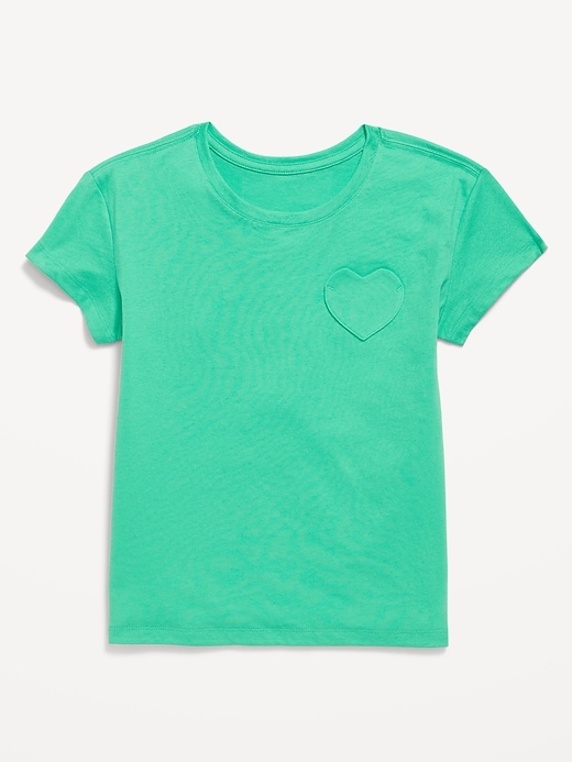 View large product image 1 of 1. Softest Short-Sleeve Heart-Pocket T-Shirt for Girls