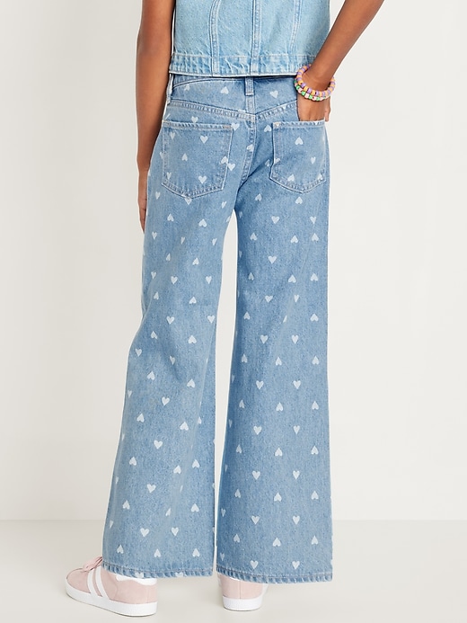 View large product image 2 of 3. Printed High-Waisted Baggy Wide-Leg Jeans for Girls