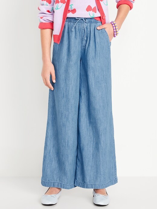 High-Waisted Chambray Wide-Leg Pants for Girls