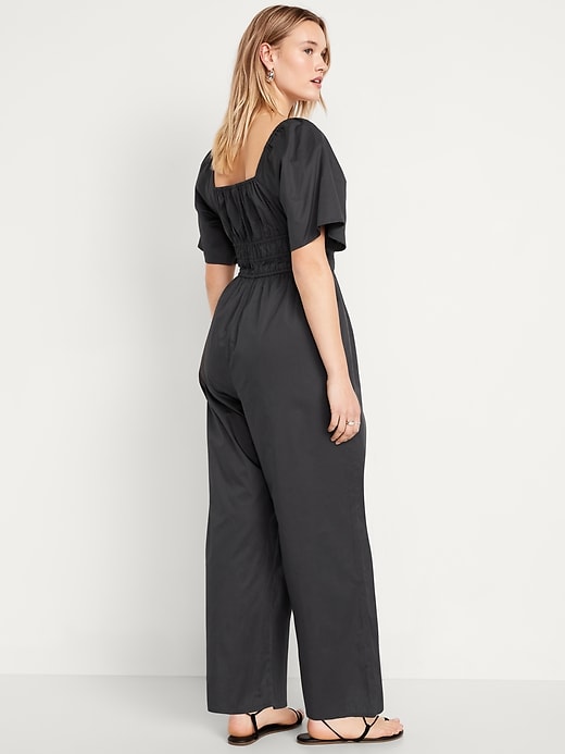 Image number 4 showing, Smocked-Waist Wide-Leg Jumpsuit