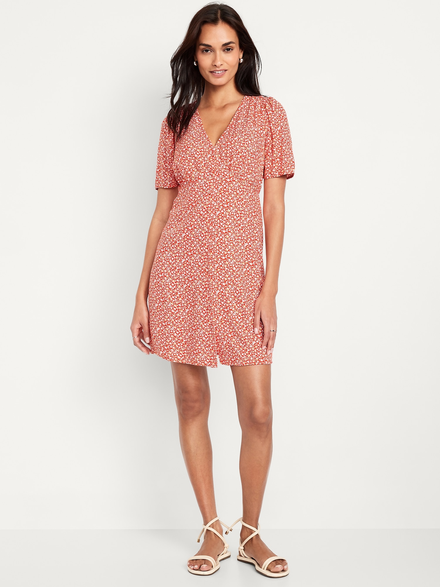 Button-Down Crepe Mini Dress