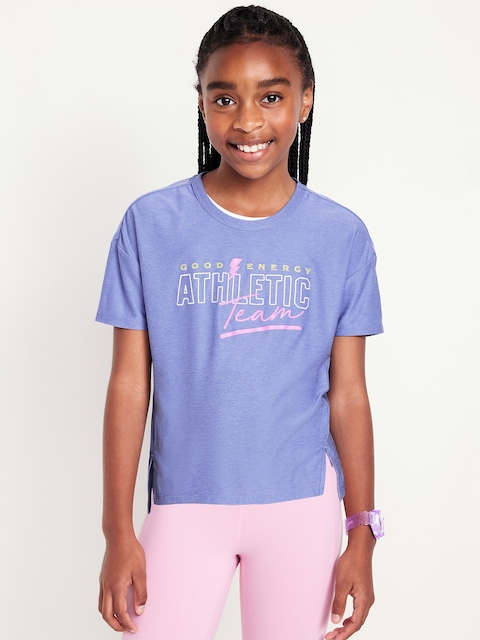 CloudMotion Cropped Graphic Performance T-Shirt for Girls - Daydream