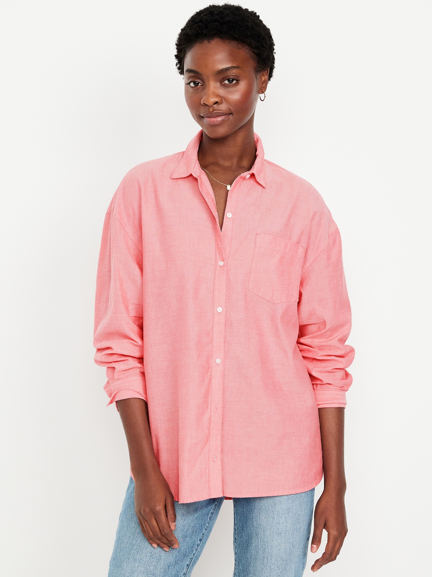 Oversized Button-Down Boyfriend Shirt