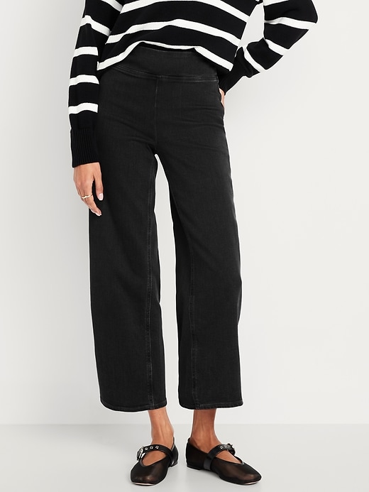 Image number 2 showing, High-Waisted Weekender Pull-On Crop Flare Jeans