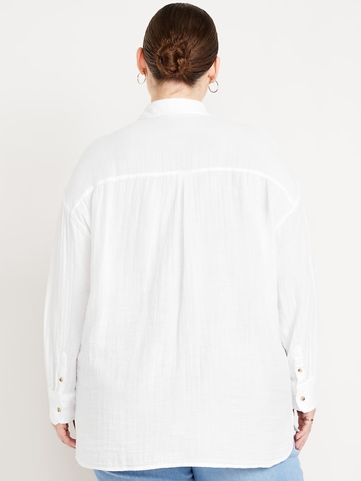 Image number 7 showing, Crinkle Gauze Loose Button-Down Shirt