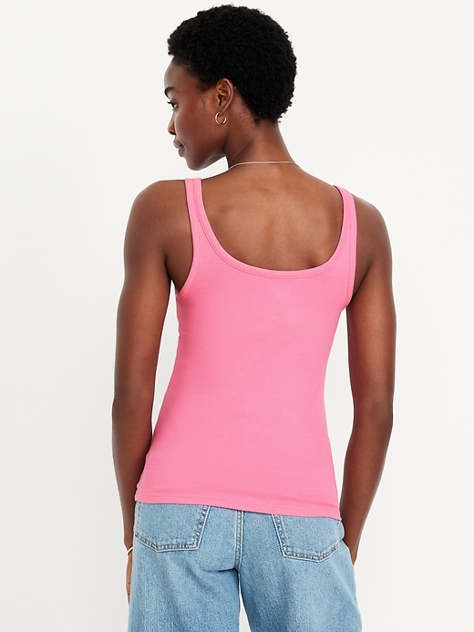 Image number 2 showing, First-Layer Ribbed Scoop-Neck Tank Top