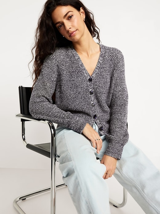 Image number 3 showing, V-Neck Shaker-Stitch Cardigan Sweater