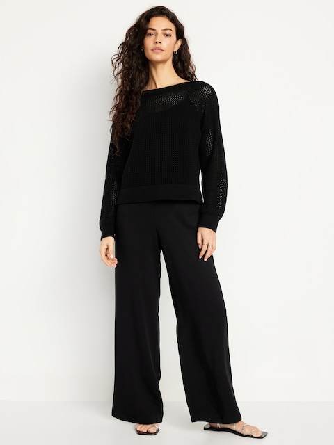 High-Waisted Playa Wide-Leg Pants - Black Jack