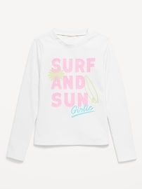 Image number 1 showing, Long-Sleeve Graphic Rashguard Swim Top for Girls
