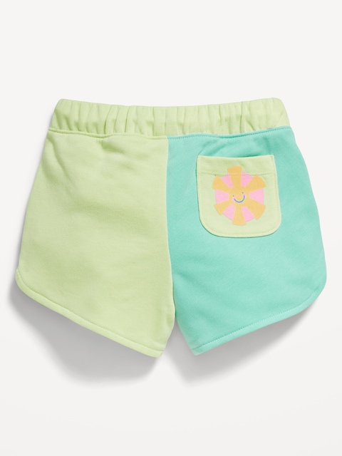 Color-Block Graphic French-Terry Shorts for Toddler Girls - Pale Citron