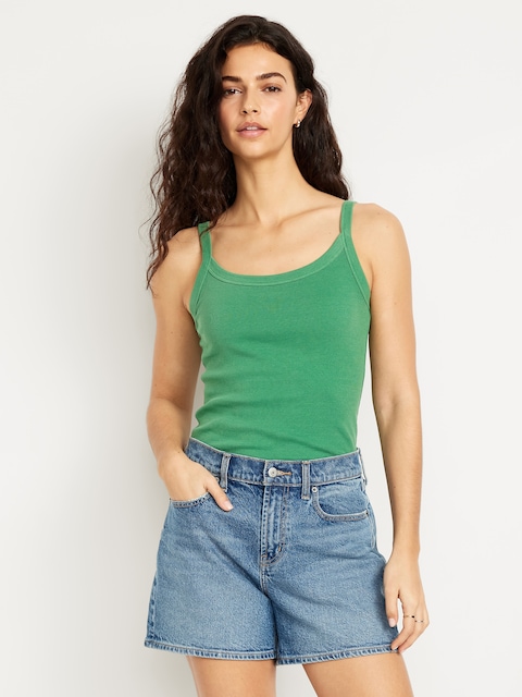 90's Ribbed Tank Top - Green Tarp