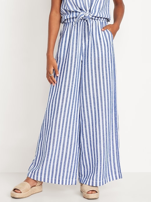 View large product image 1 of 3. Printed High-Waisted Linen-Blend Wide-Leg Pants for Girls