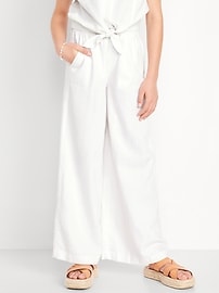 Image number 1 showing, High-Waisted Linen-Blend Wide-Leg Pants for Girls