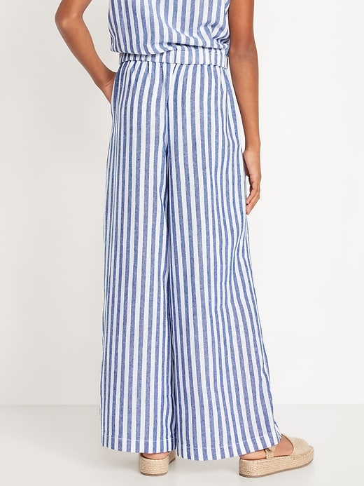 View large product image 2 of 3. Printed High-Waisted Linen-Blend Wide-Leg Pants for Girls