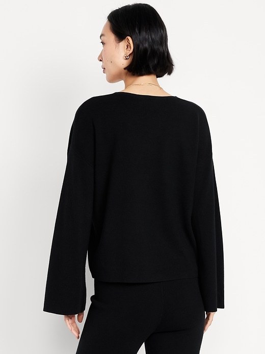 Image number 2 showing, Bell-Sleeve V-Neck Sweater