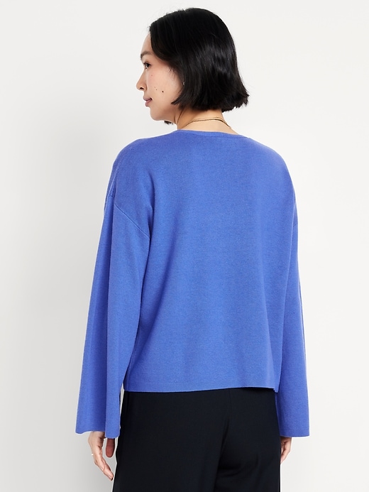 Image number 2 showing, Bell-Sleeve V-Neck Sweater