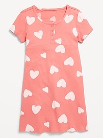 View large product image 3 of 3. Printed Short-Sleeve Ribbed Henley Dress for Girls