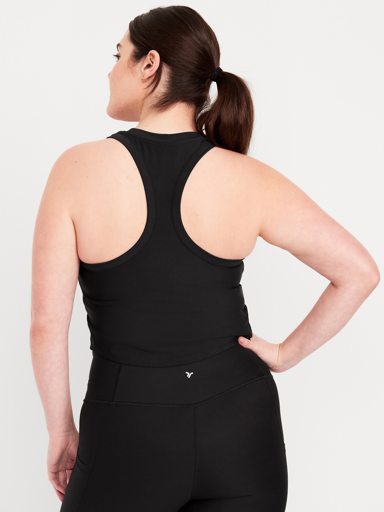 Женский топ Old Navy PowerSoft Racerback Tank Top, цвет: Светлый чёрный меланжевый — фото 6