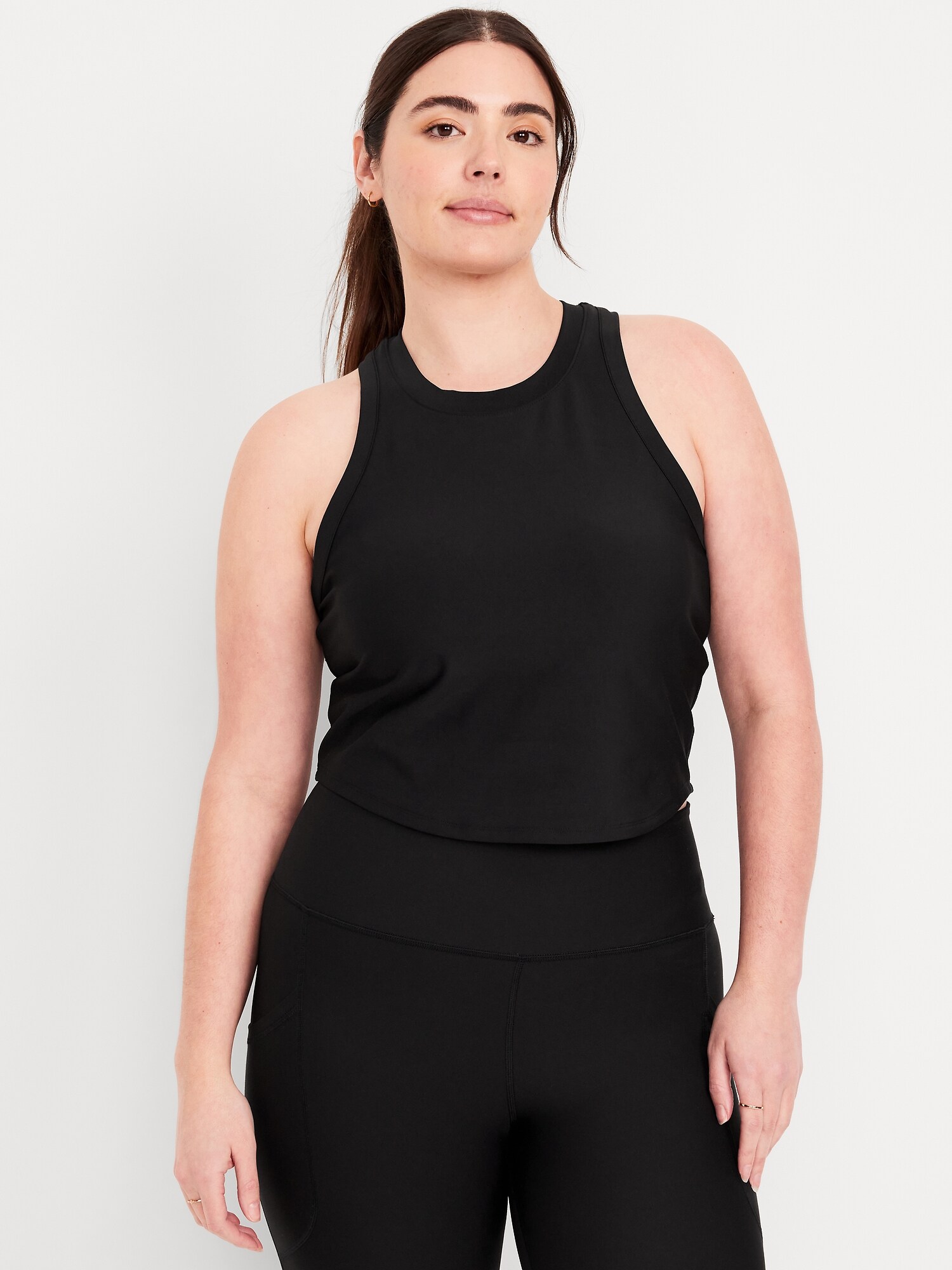 Женский топ Old Navy PowerSoft Racerback Tank Top, цвет: Светлый чёрный меланжевый — фото 5
