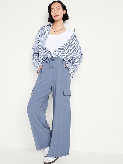 Image number 3 showing, Drapey Cargo Super Wide-Leg Pants