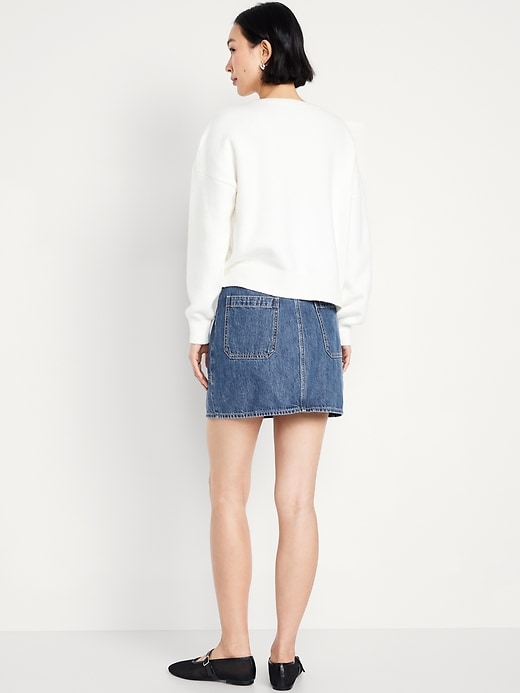 Image number 3 showing, Mid-Rise Jean Utility Mini Skirt