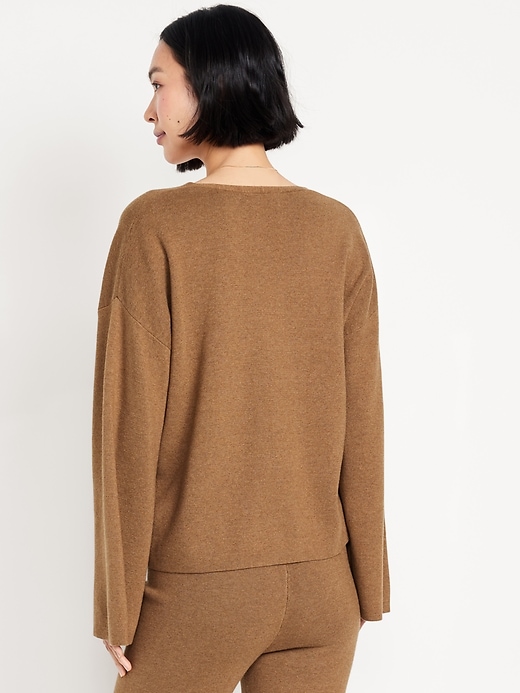 Image number 2 showing, Bell-Sleeve V-Neck Sweater