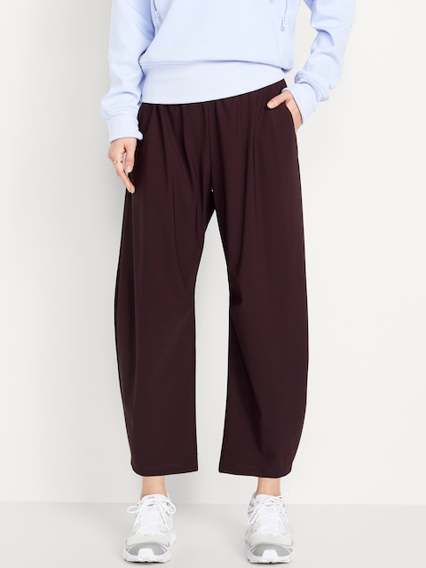 High-Waisted SleekTech Barrel Ankle Pants - Boxwood