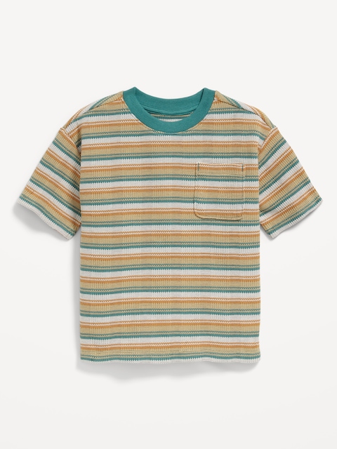 Oversized Short-Sleeve Waffle-Knit Pocket T-Shirt for Toddler Boys - Wish Bone