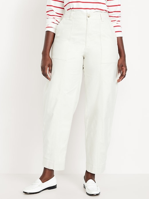 Image number 3 showing, High-Waisted Canvas Barrel Ankle Pants