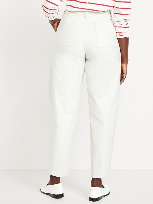 Image number 4 showing, High-Waisted Canvas Barrel Ankle Pants