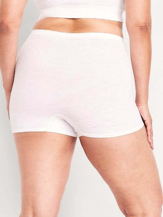 Image number 8 showing, Mid-Rise Seamless Lace Boyshort Underwear