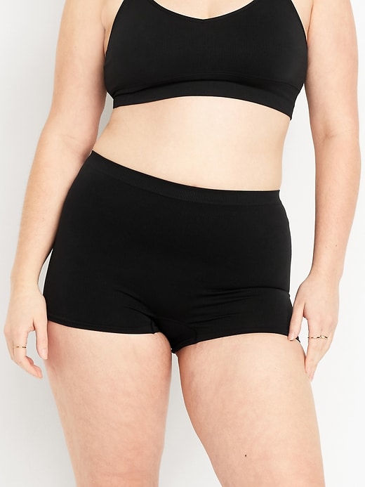 Image number 3 showing, Mid-Rise Seamless Ribbed Boyshort Underwear