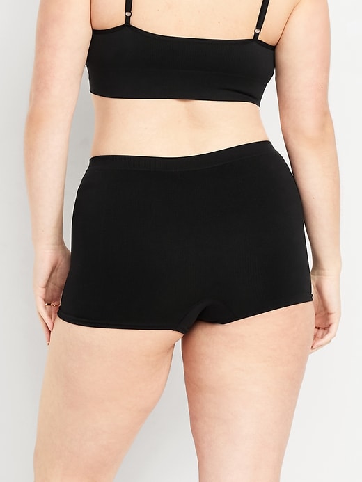 Image number 4 showing, Mid-Rise Seamless Ribbed Boyshort Underwear