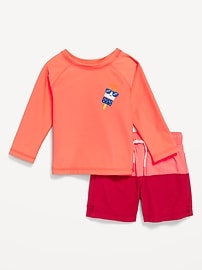 Image number 1 showing, Rashguard Swim Top & Trunks Set for Baby