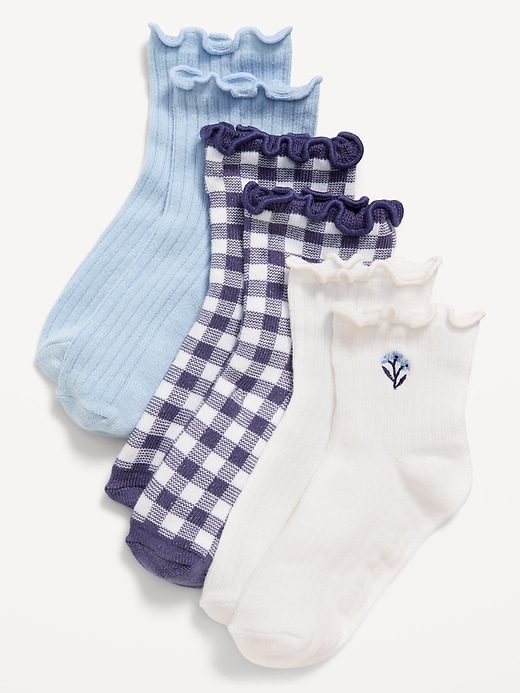 View large product image 1 of 1. Ruffle-Cuff Crew Socks 3-Pack for Toddler &amp; Baby