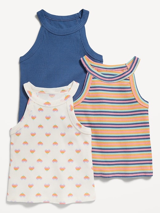 View large product image 1 of 1. 3-Pack Fitted Halter Tank Tops for Toddler Girls