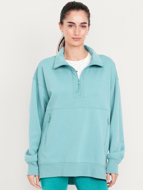 Dynamic Fleece Half-Zip Tunic Sweatshirt - Luminous Blue