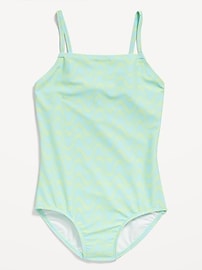 Image number 1 showing, Printed Back Cutout One-Piece Swimsuit for Girls