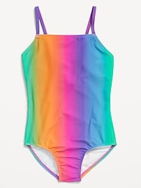 Image number 1 showing, Printed Back Cutout One-Piece Swimsuit for Girls