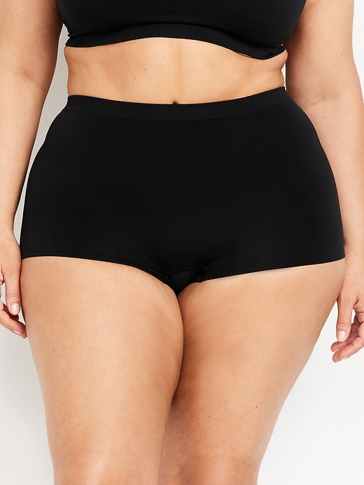 Image number 5 showing, Mid-Rise Seamless Ribbed Boyshort Underwear